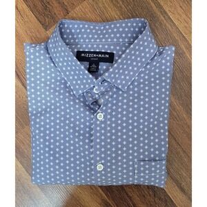 MIZZEN+MAIN Leeward Trim No Tuck Dress Shirt Size L, Blue Casual Office